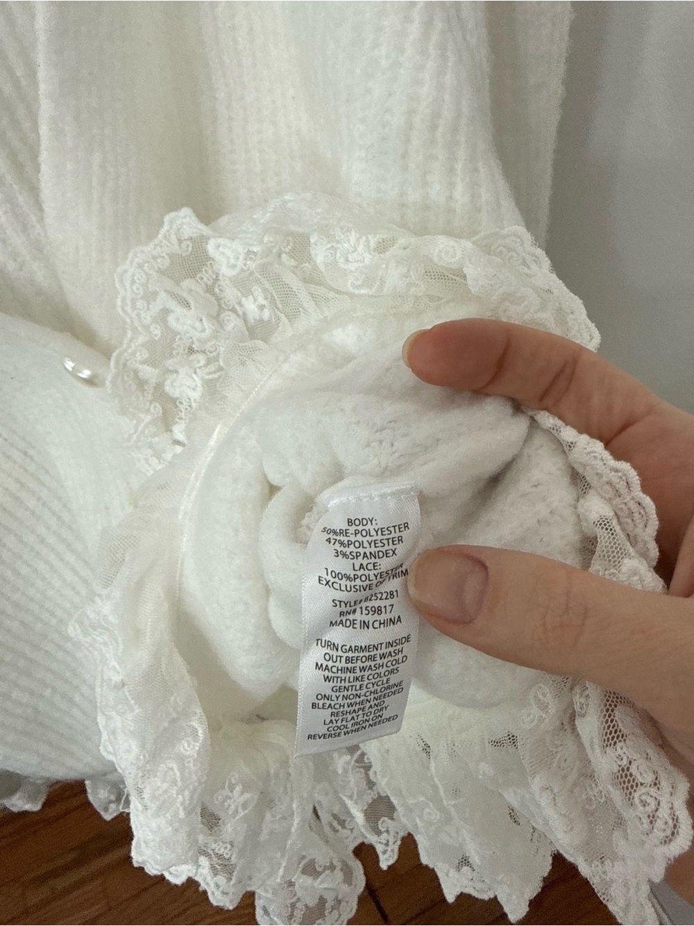Altar'd State Ivory Lace-Trim V-Neck Cardigan - Picture 7 of 8